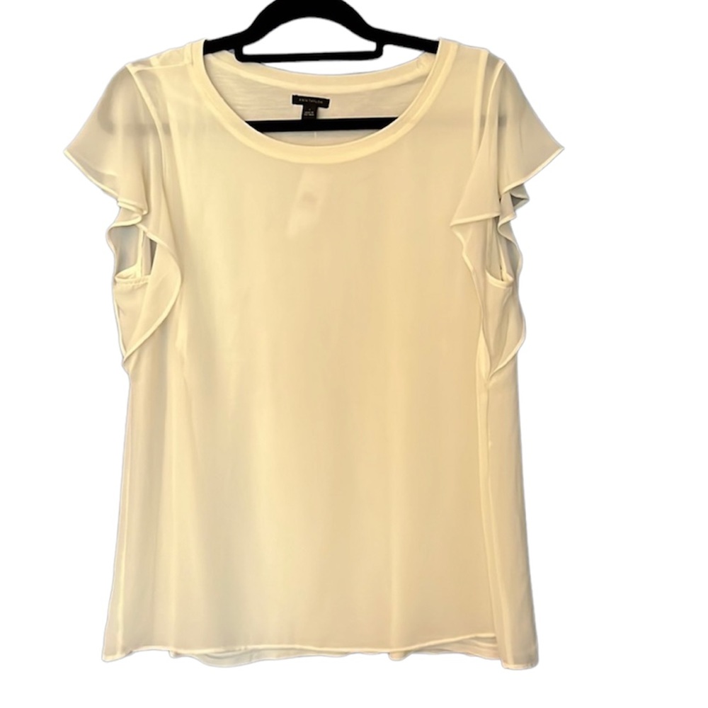 NWT! Ann Taylor Ruffled Cap Sleeve Top Size L